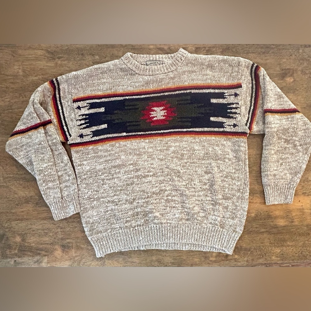 Vintage American Eagle Outfitters Ramie Cotton Sweater XL Southwest Aztec Knit